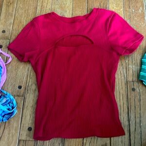 red cutout baby tee